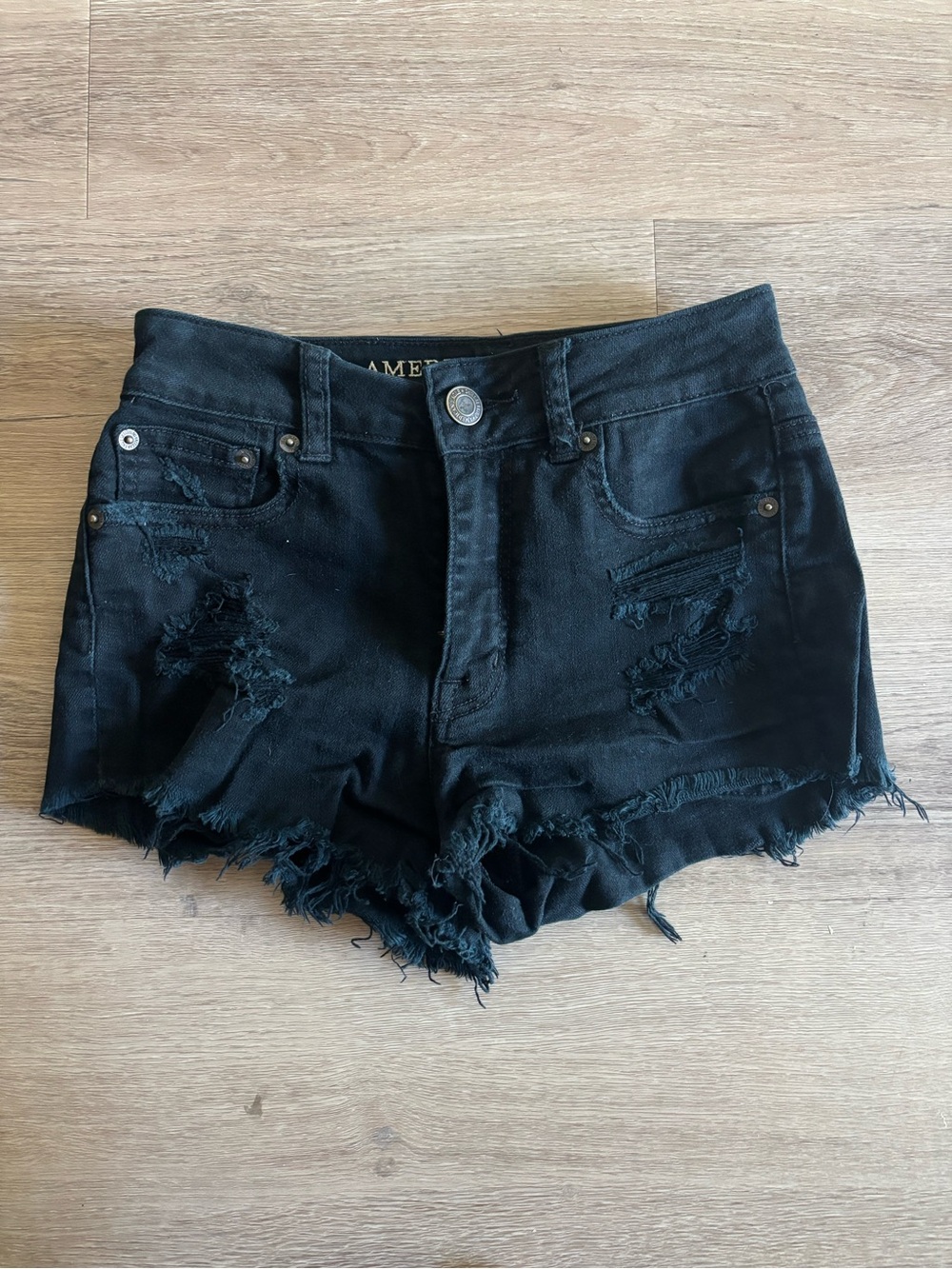 American Eagle Outfitters Black Women's Denim High Rise Festival Shorts